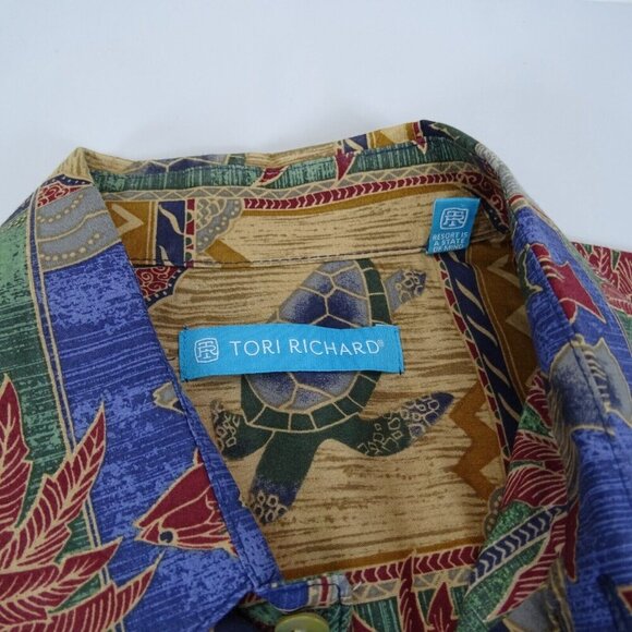 Vintage Tori Richard Hawaiian‎ Aloha Men Shirt Sz S Button Down Tree Fish Turtle - Picture 4 of 7